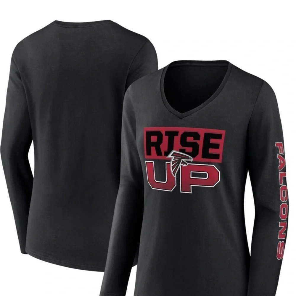 Woman’s Black Long Sleeve 'Rise Up' Atlanta Falcons Shirt Sz 2XL
